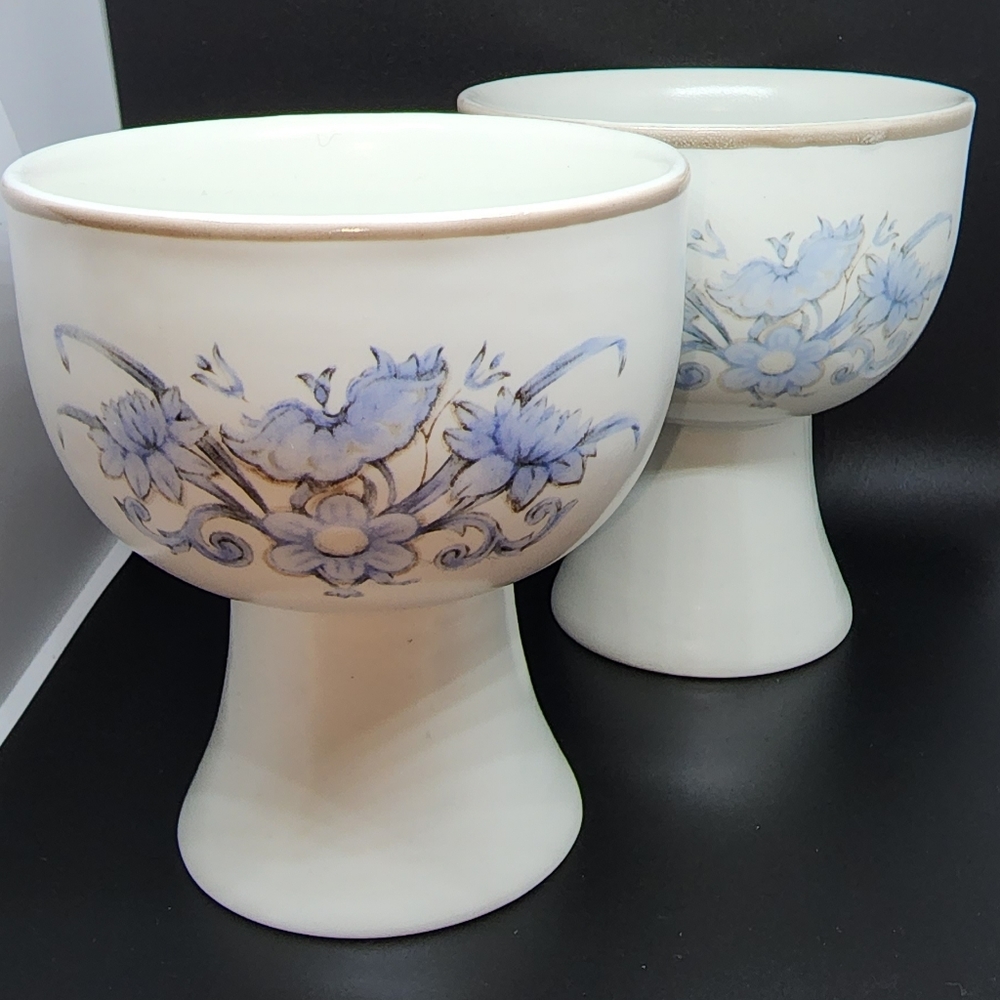 Set of 2 Royal Doulton Lambeth Stoneware Chalice Goblets